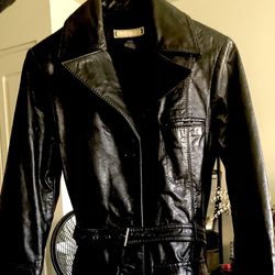 Black Leather Dress Jacket with black Silk Lining 