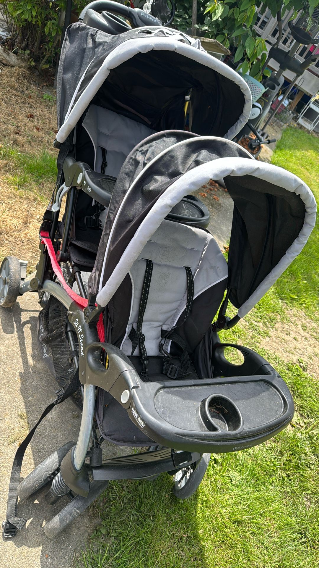 Double Kids Collapsible Stroller With Shades