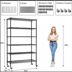 Moving Sale! Heavy-Duty 5-Tier NSF Wire Shelving Rack w/ Shelf Liners & Wheels - Best Offer