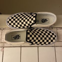 Vans White/Black Checkered Slip Ons