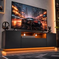 Black TV Stand with LED Lighting