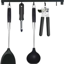 Silicone Kitchen Wok Utensils Set, 304 Stainless Steel Spatula, 4pcs Wok Tools, Long Handled Soup Wok Ladle For Cooking (Hanger NOT included)

