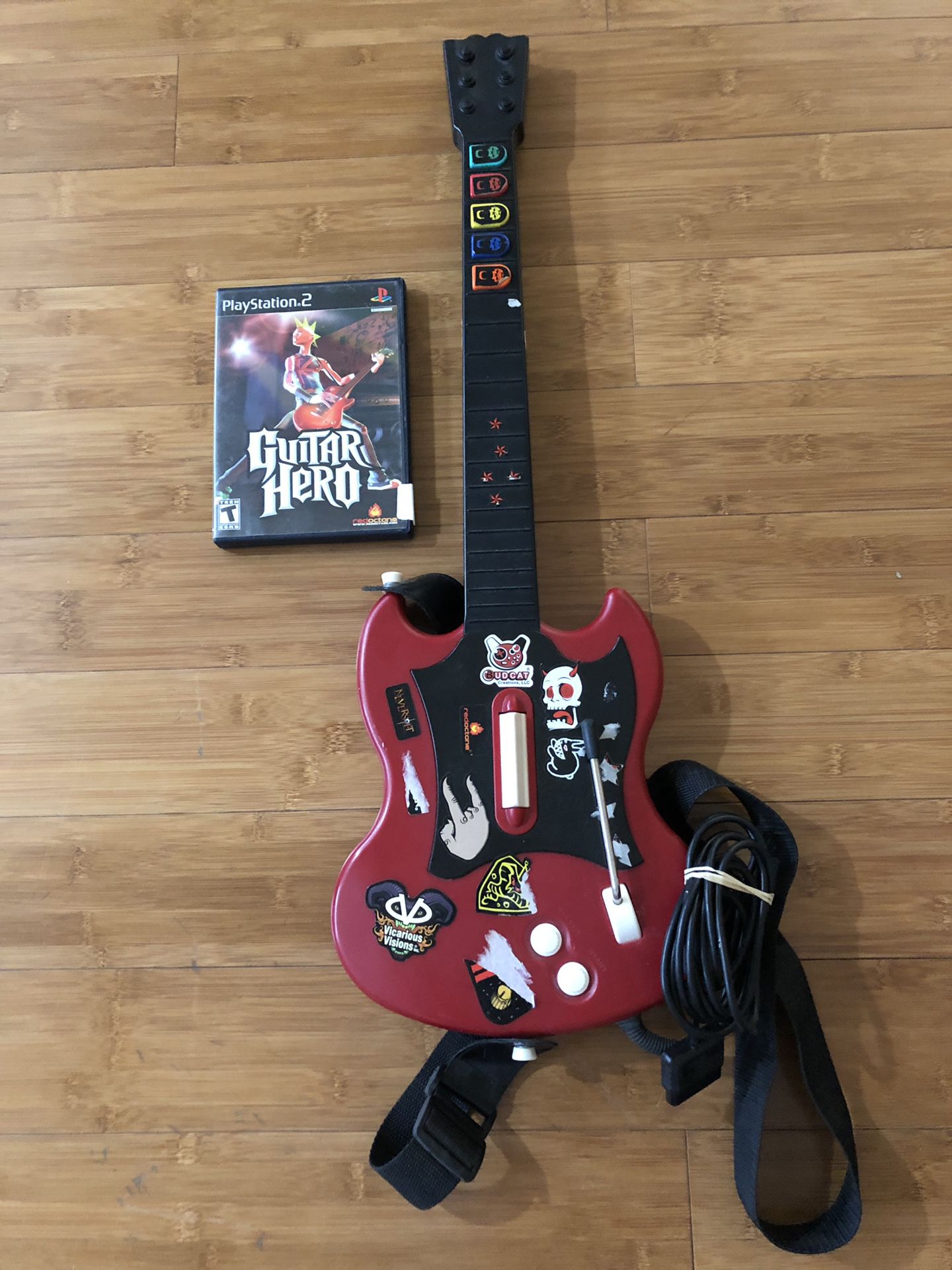 PS2 cherry les Paul wired guitar hero