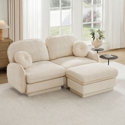 Berkeley 73" Modern 3 Pieces Chenille L-Shaped Modular Sofa with Ottoman