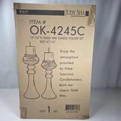 Judy Sha Gold Max Canddle Holder Set. New. 
