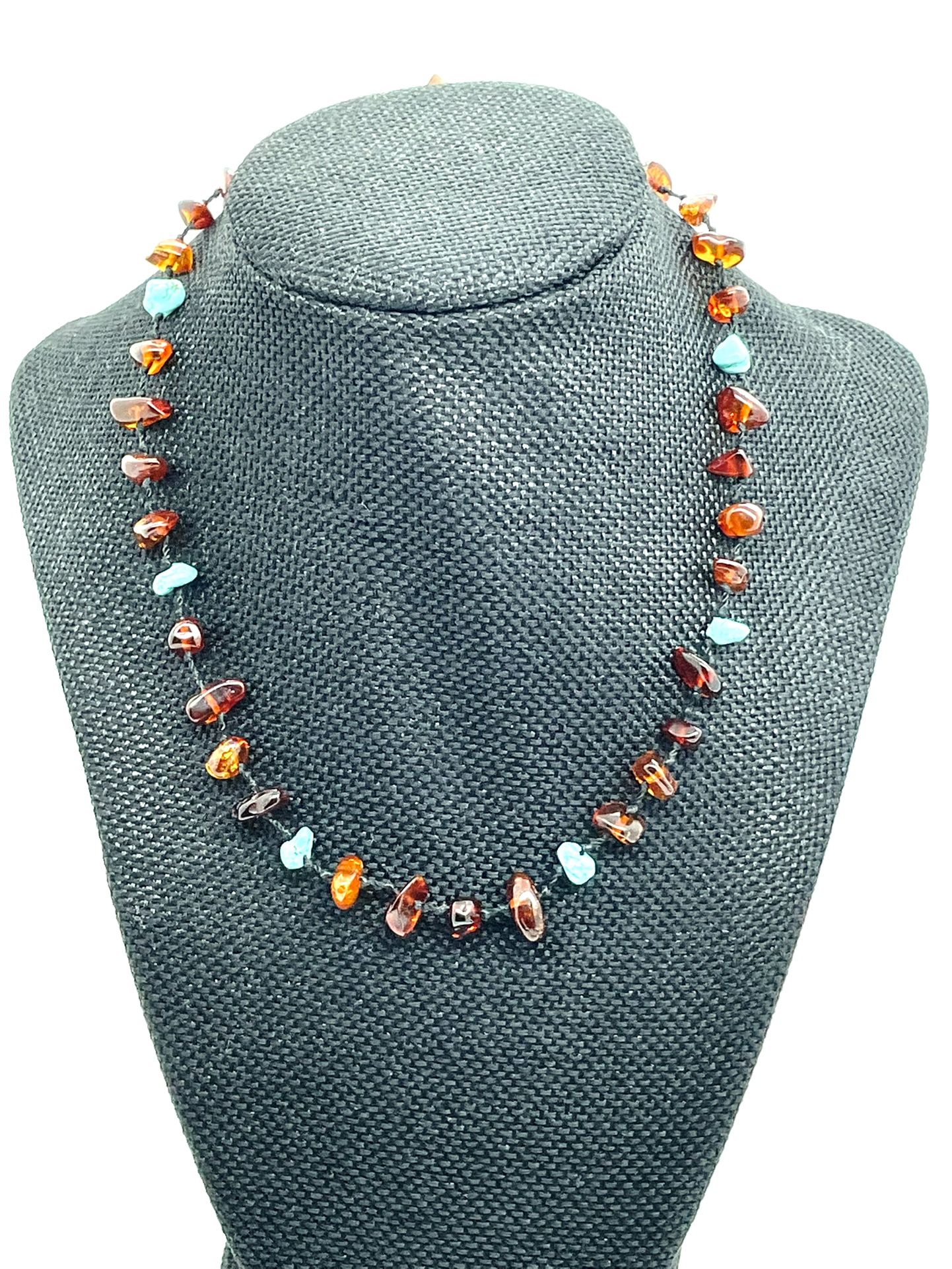 Vintage Amber And Turquoise Necklace