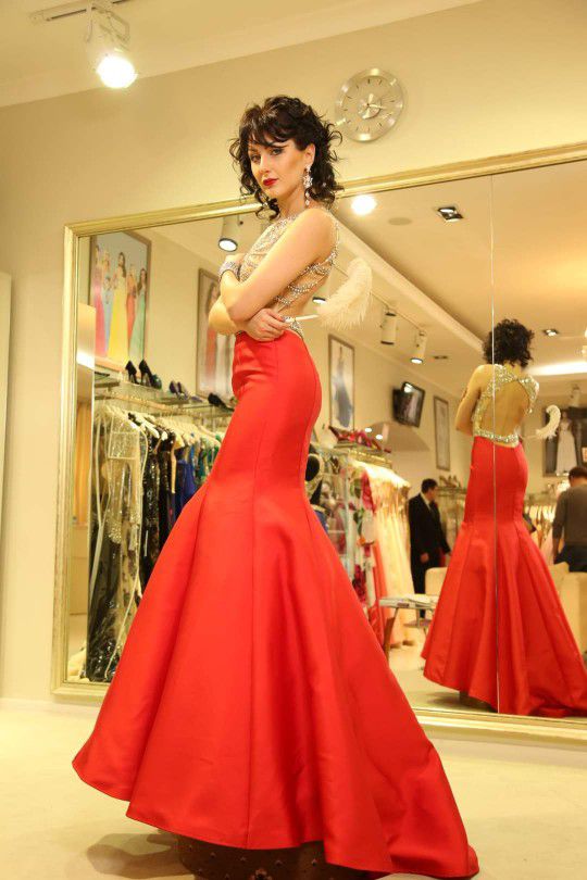 Red Mermaid Dress By Jovani USA