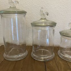 Clear Glass Rooster Jars