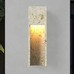 18''H Dimmable White Travertine 80CRI LED Outdoor Wall Light