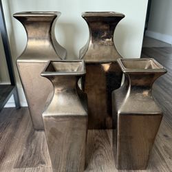 Hager Metallic Bronze Vases - Set of 4