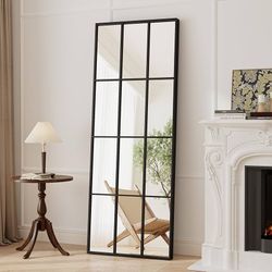P200 $60  Mirror Full Length, 65"x22" Large Rectangular Mirrors, Black Window Pane Wall Body Mirror with Aluminum Frame, Farmhouse Standing Mirrors Ha