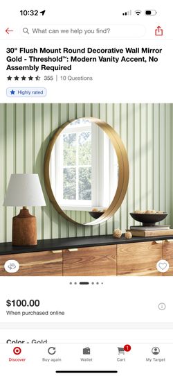 Brand New Modern Round Decorative Wall Mirror-Gold