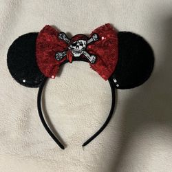 Pirate Disney Mickey Mouse Ears Headband - Red and Black