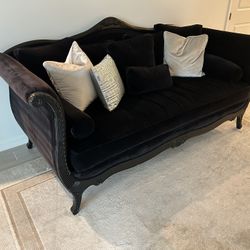 Vintage Sofa In Black Velvet