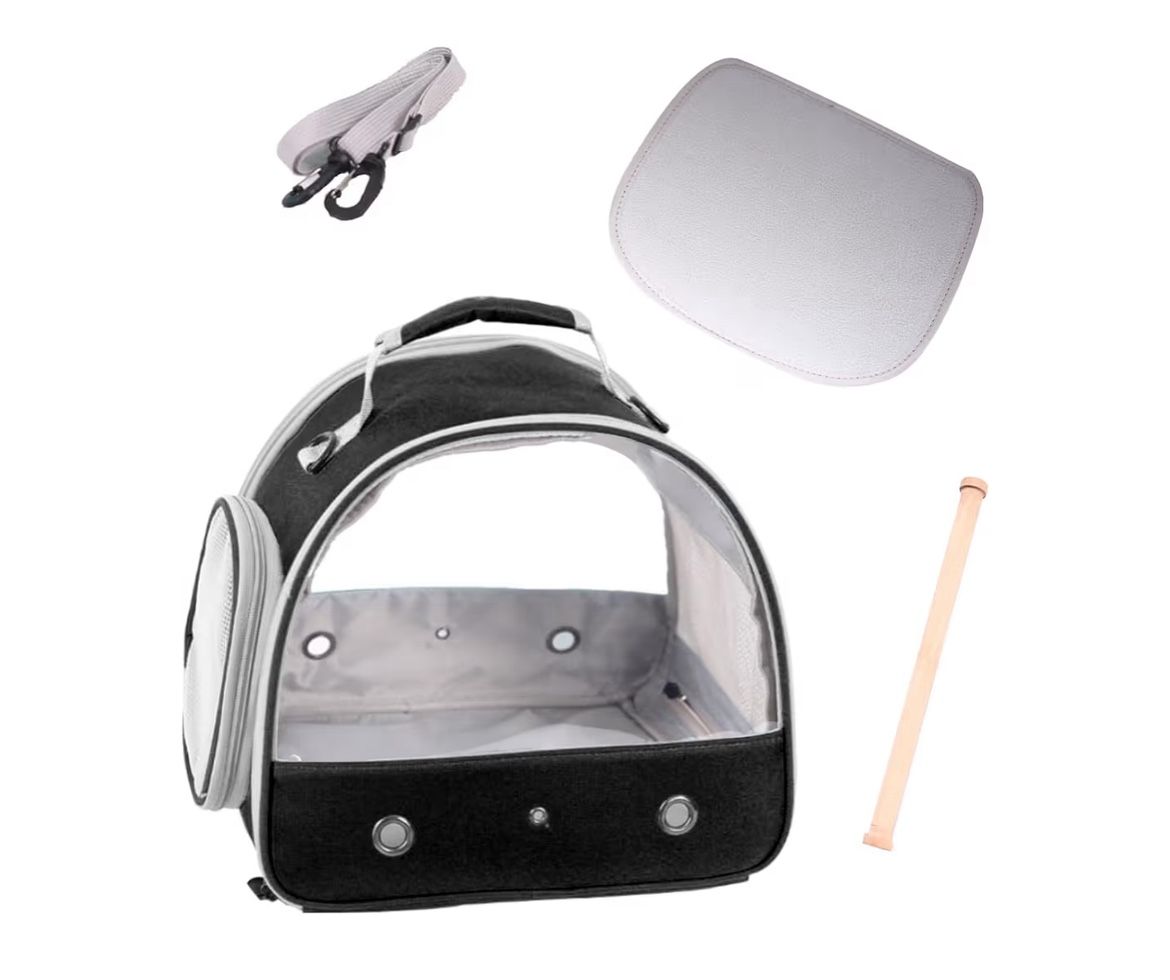 Bird Travel Carrier, Portable Small Carrier with Standing Perch and Soft Mat, Side Access Window Collapsible to Carry and Transport Birds Vet Visit