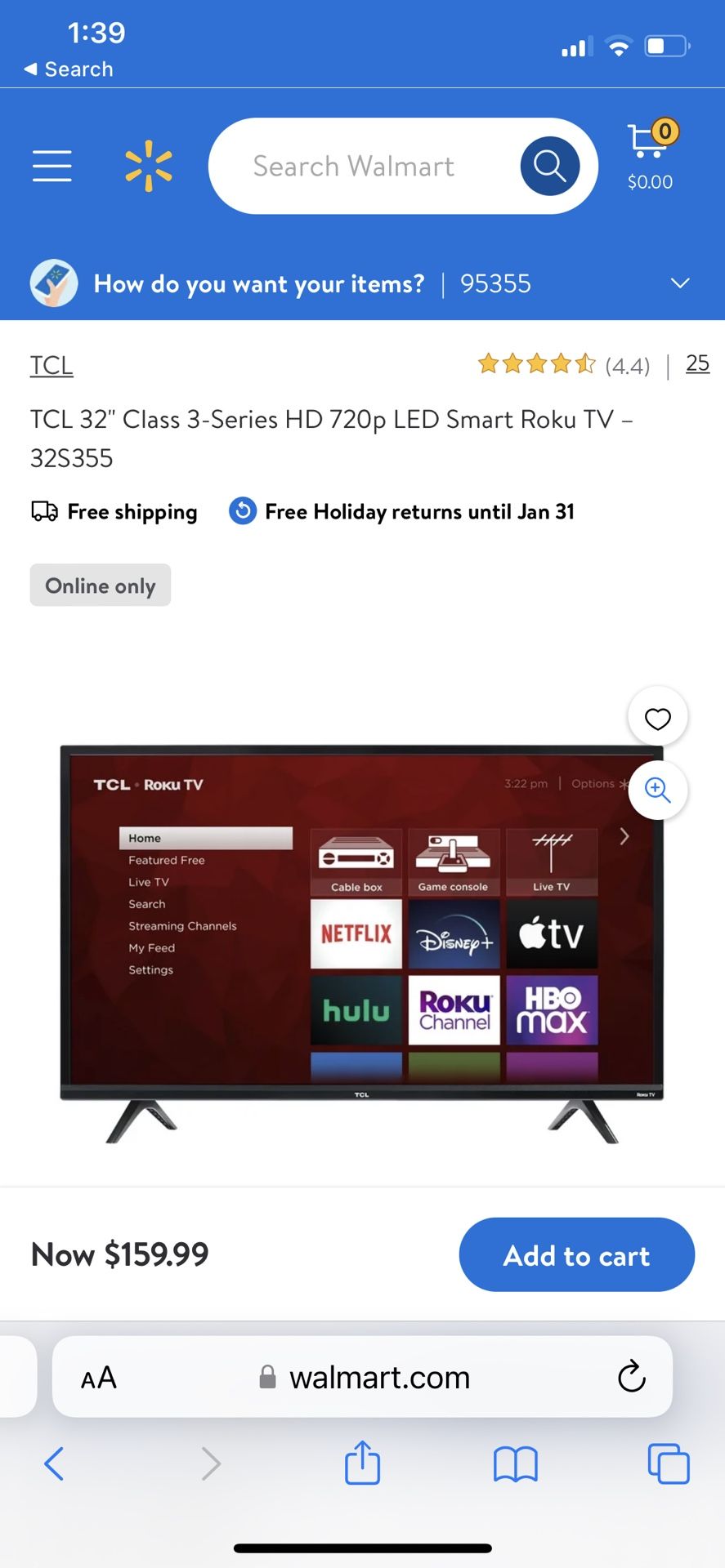 TCL 32" Class 3-Series HD 720p LED Smart Roku TV