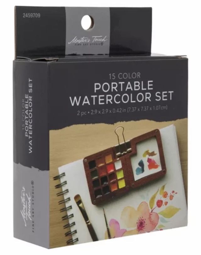 Master's Touch Portable Watercolor Set - 15 Colors - Wood Case Travel Palette