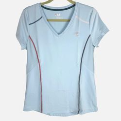 Fila Sport Women's Short-Sleeve Athletic Shirt V-Neck Blue Size S