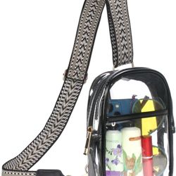 Clear Purse for Stadium Clear Sling Bag Stadium Approved Clear Fanny Pack Crossbody Bag Purses for Women Heavy Duty Transparent Chest Bag with Adjusta