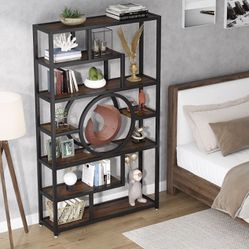 New assembled 72 Inch Bookshelf Geometric Bookcase, 8-Tier Industrial Book Shelf with 11 Open Shelving Units, Etagere Bookshelves Display Stand Storag