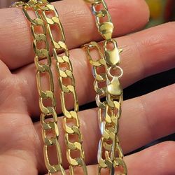 22" Figaro 18k Gold Filled Necklace 6mm Thick Hypoallergenic High Quality Men's