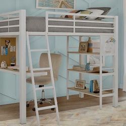 Twin bunk bed with desk