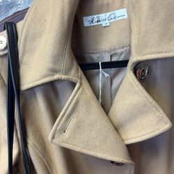 Keneth Cole Bridge Coat With Belt And Gold Buttons Size Larg 14 $70.00