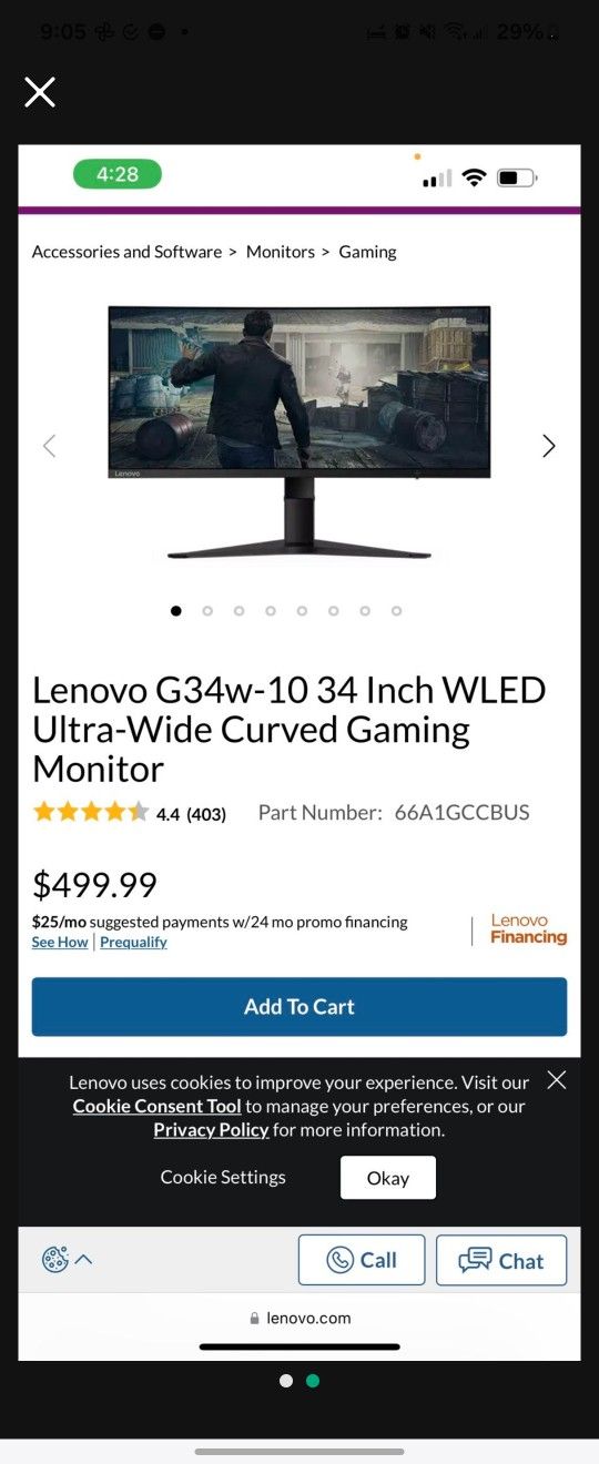 Lenovo Ultra Wide Curved Gaming Monitors 34 Inch