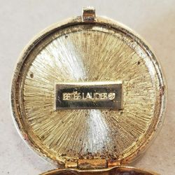 Beautiful Vintage 70's/80's Collectable Estee Lauder Solid Perfume Compact! Gold Toned Stamped Estee Lauder On Inside Lid And Intricate Detailed Cover