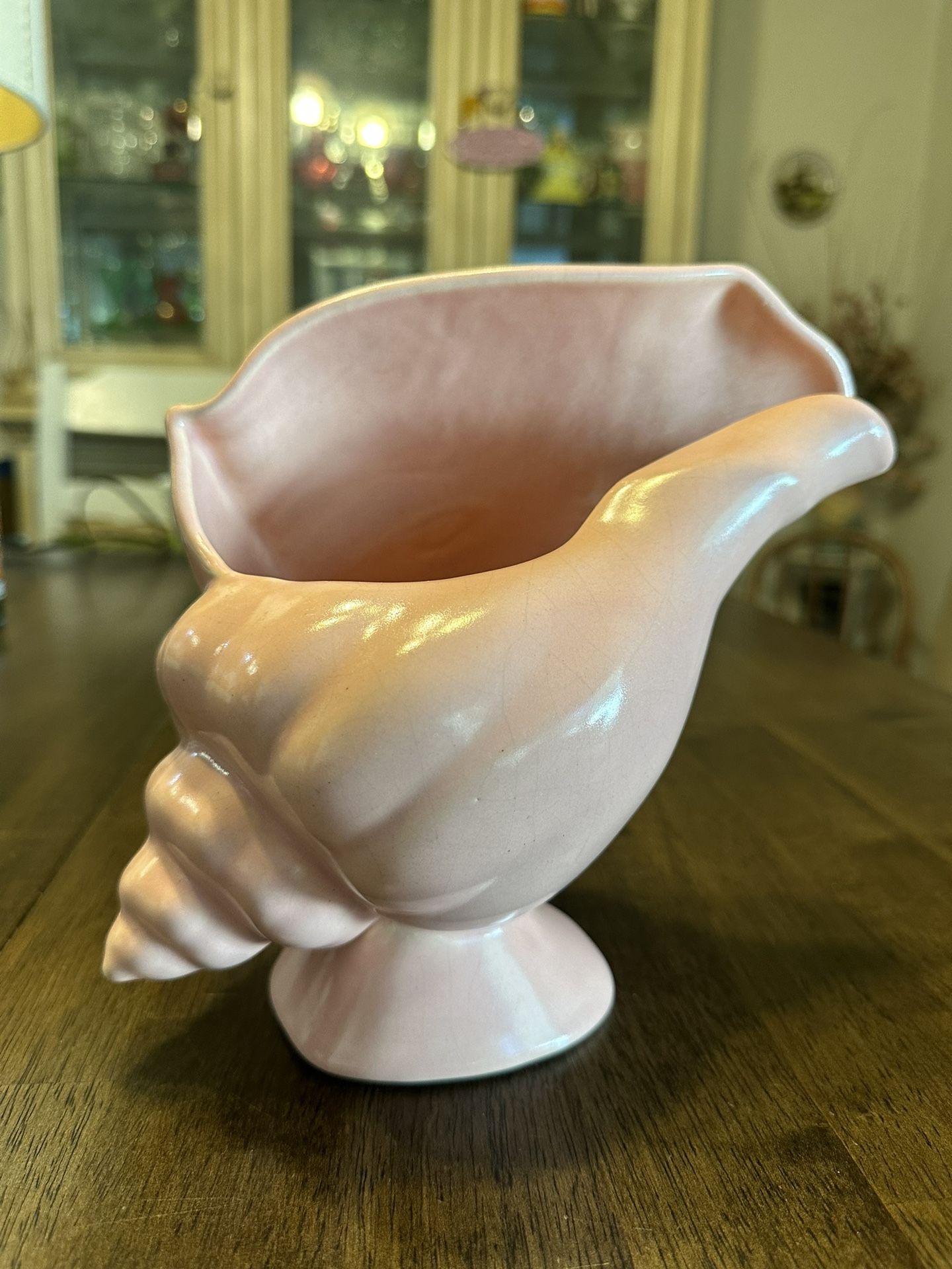 Vintage, Pink, Conch, Shell Planter, Mid Century