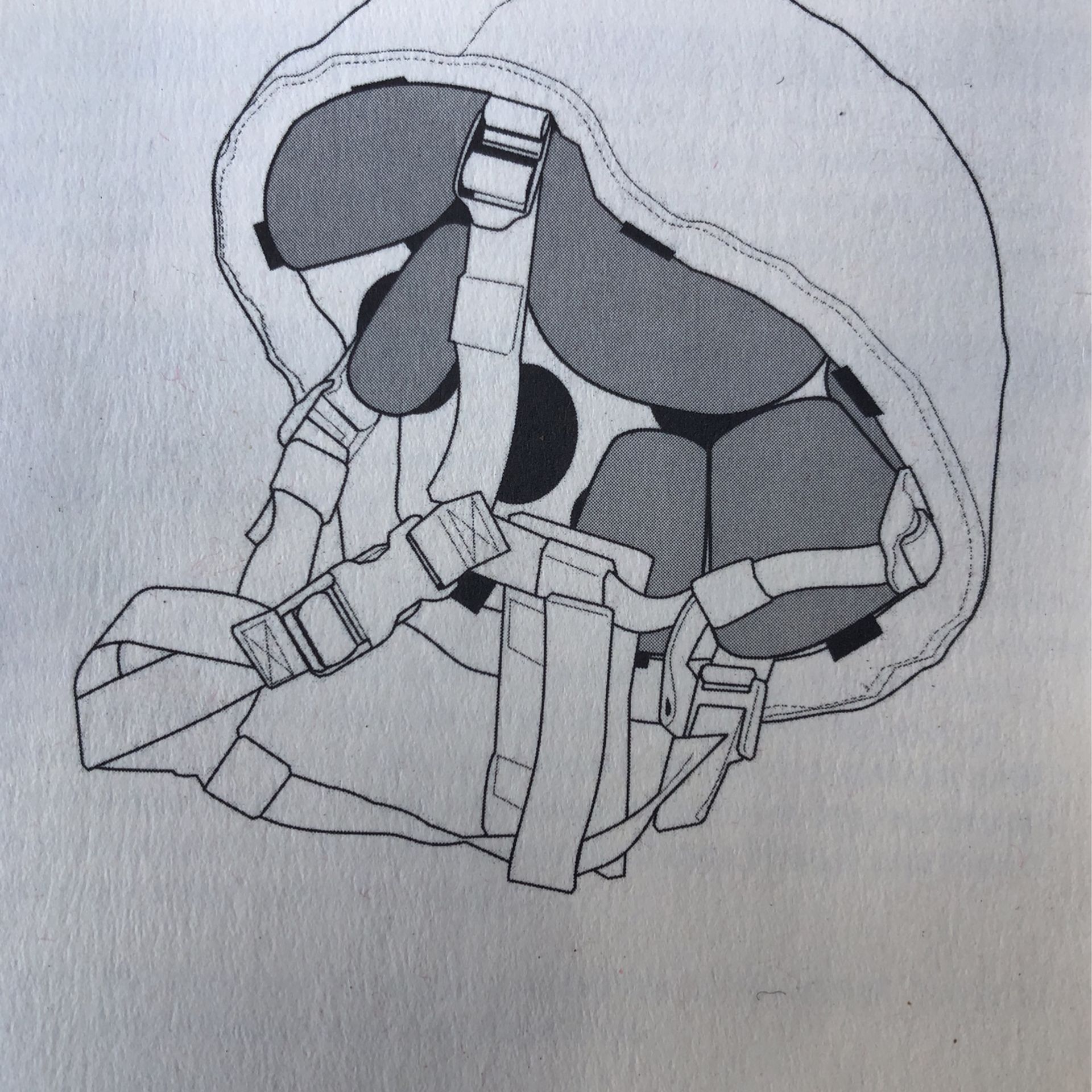 ACH Helmet Chin Strap + Extra Pads + Gas Mask Extender Strap