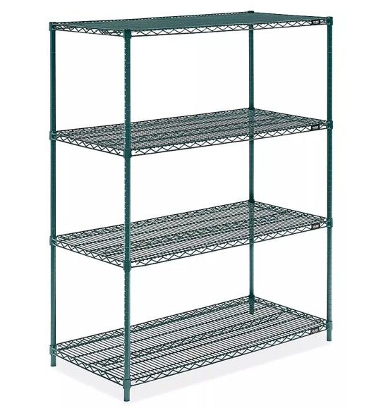 (2) Like New Restaurant Green Wire Shelving Unit