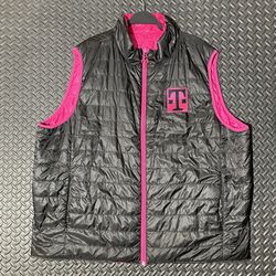 T-Mobile Reversible Puffer Vest Men’s 3XL Full Zip Employee Black Hot Pink