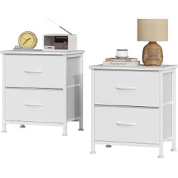 White 2-Drawer Nightstand Set of 2