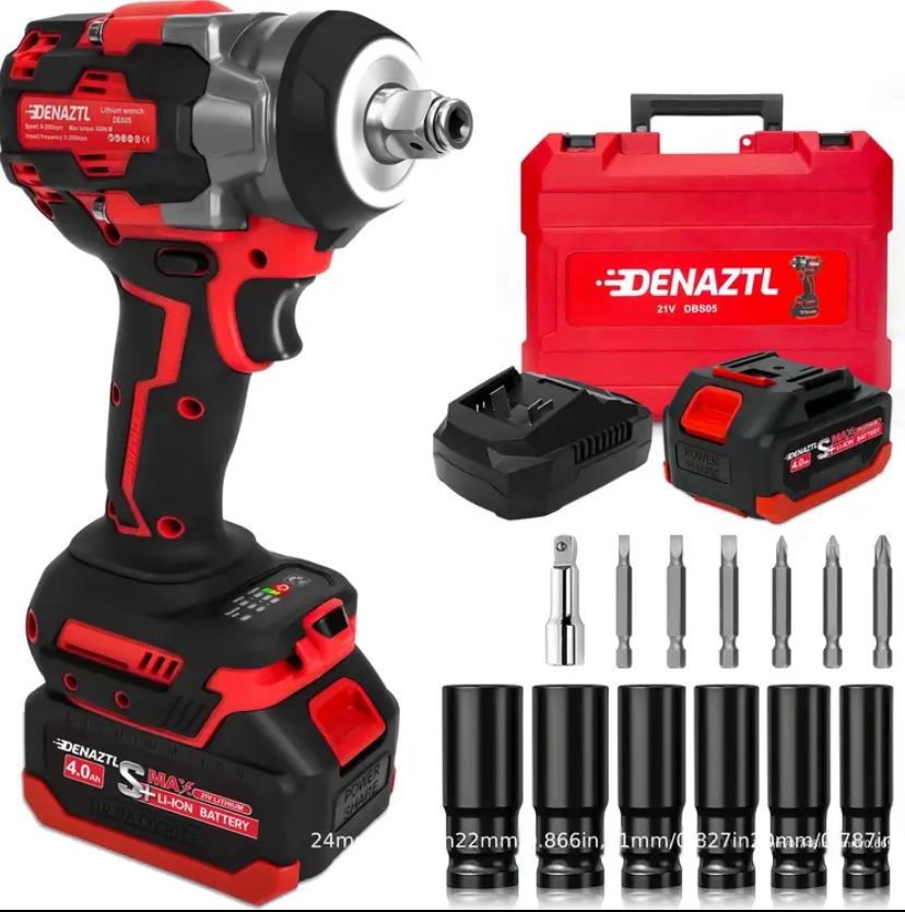 21V Cordless Impact Wrench, 450 Ft-lbs (600N. M) 1/2 Inch Brushless Impact Gun,