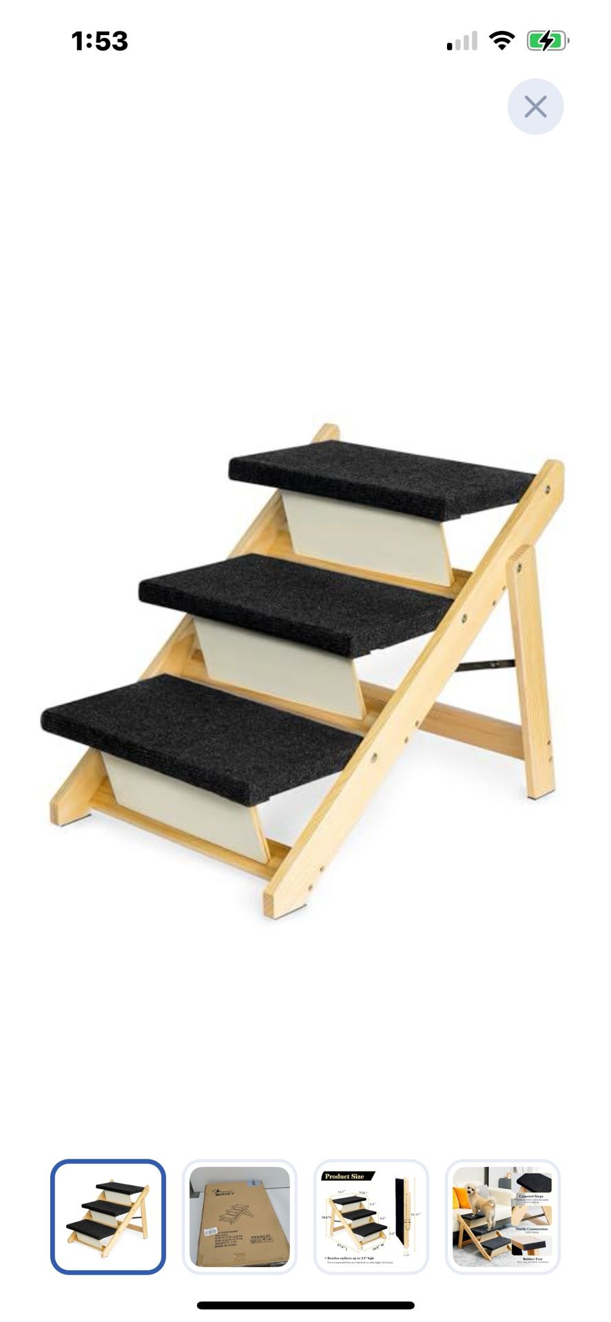 “New”3 Step(20”)wood Foldable  pet Stairs(dogs/cats,etc.)portable(retail$59)