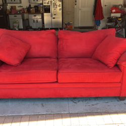 Red Broyhill Couch, 2 Chairs And Ottoman 
