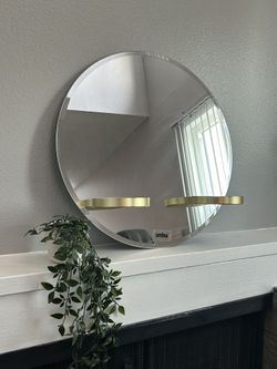 Round Mirror With Gold Perch