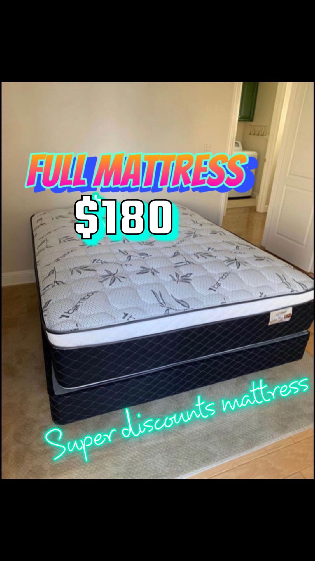 Full Size Pillow Top Mattress With Box Spring 