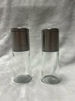 glass silver stainless steel salt and pepper set hand twist manual grinders