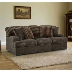 Fabric Sofa Couch Ashley Furniture Plush Velvet Brown