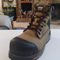 (Size-12) Like New, Men, Helly Hansen Workwear Men's Work 6 Inch Composite Toe Composite Plate Leather Work Boots#HHS212042 Waterproof 