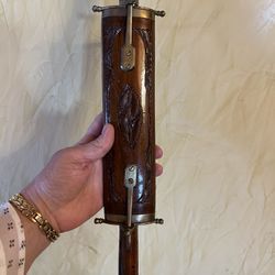 Vintage Hand Carved Wood Sheath Scabbard Knife Fork Carving Set INDIA