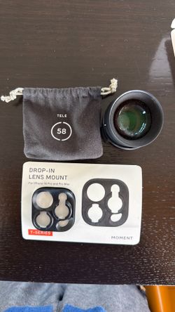Moment  58mm Lens with 3 T-series drop in lens mounts for iPhone 16 Pro/ Pro Max