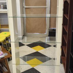 White Book Case with Glass Shelves
