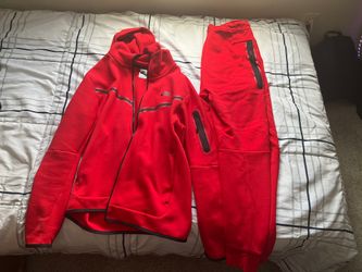 Red Nike Tech and Tech Pants