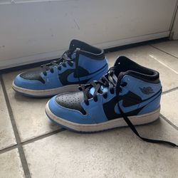 Youth Air Jordan 1 Mid Size 5 University Blue & Black
