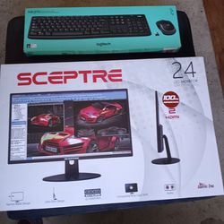 24 inch LED Monitor /Logitech Cordless Keyboard & Mouse.