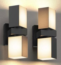 Outdoor LED Wall Lights - 2 Pack Black