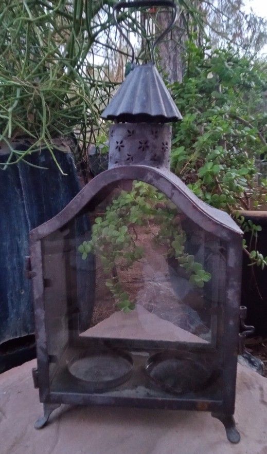 Metal Candle Holder, Glass Door